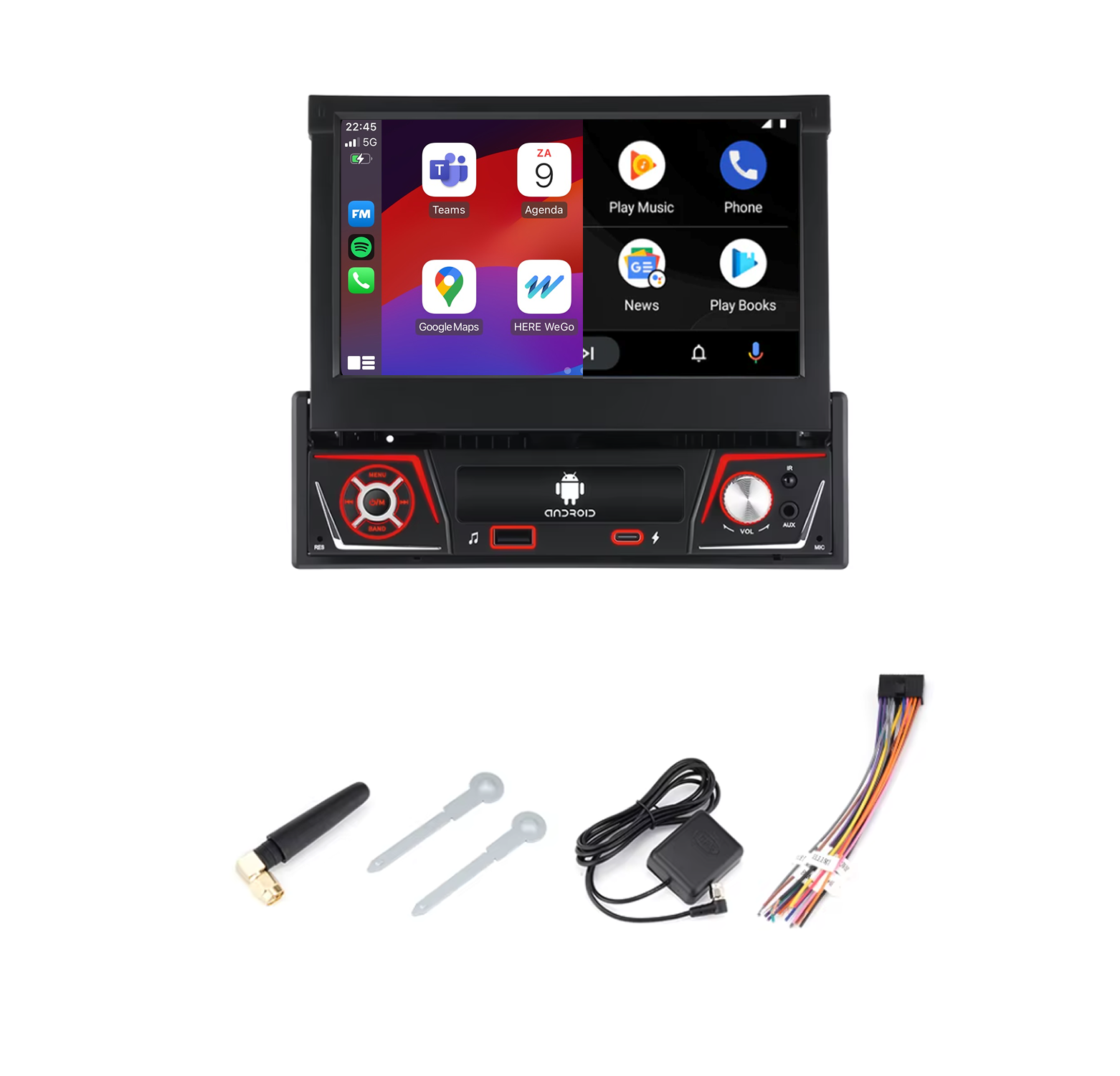 1 din uitklapbare CarPlay systeem | Universeel | CarPlay & Android Auto