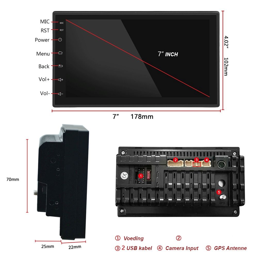 CarPlay & Android Universele 2 din
