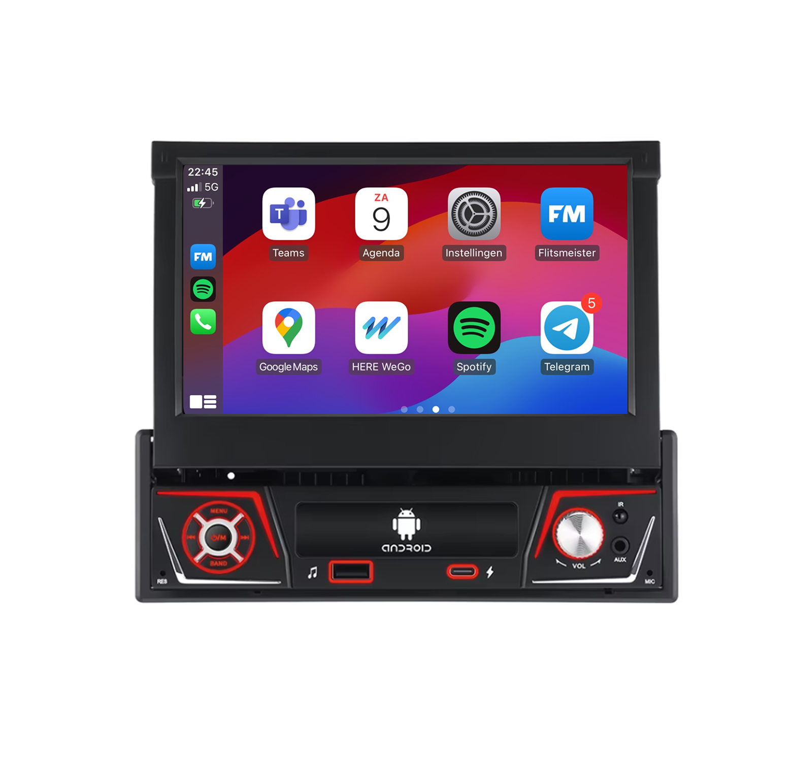 1 DIN ausklappbares CarPlay-System | Universell | CarPlay und Android Auto