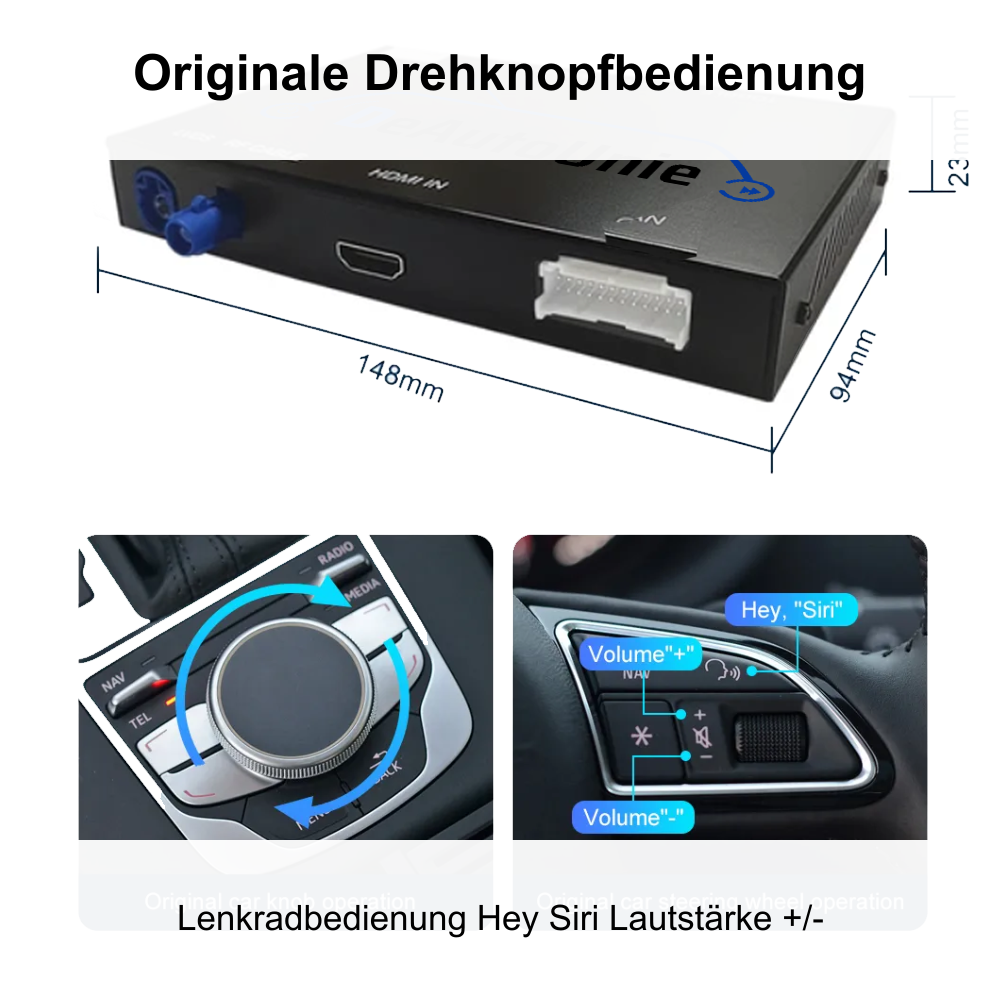[de] Originale Drehknopfbedienung | Lenkradbedienung Hey Siri Lautstärke +/-